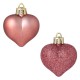 Set Ornamente de Craciun Inimi Rose Gold Mat Glitter 5cm - 6buc