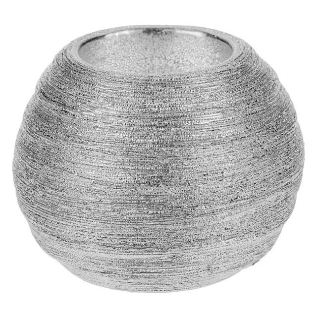 Suport Ceramic Oval Argintiu pentru Lumanare Ø8.5x7cm