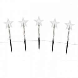 Instalatie de Lumini Stele Transparente 24cm cu Stick LED Operate cu Baterii 2.4m -  Alb Cald