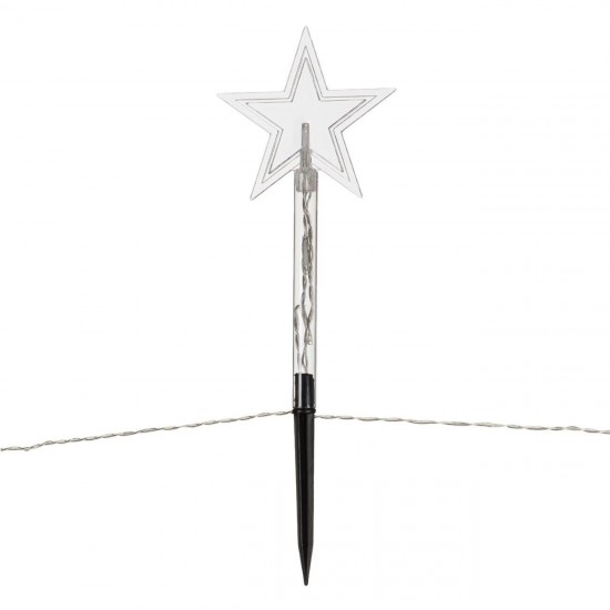 Instalatie de Lumini Stele Transparente 24cm cu Stick LED Operate cu Baterii 2.4m -  Alb Cald