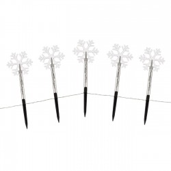 Instalatie de Lumini Fulgi Transparenti 24cm cu Stick LED Operat cu Baterii 2.4m -  Alb Rece