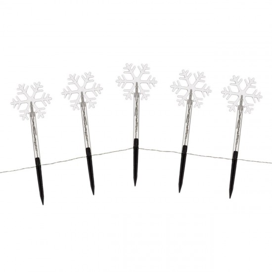 Instalatie de Lumini Fulgi Transparenti 24cm cu Stick LED Operat cu Baterii 2.4m -  Alb Rece