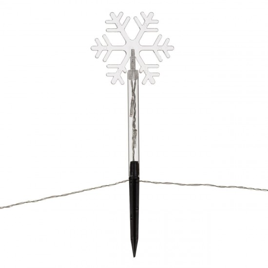 Instalatie de Lumini Fulgi Transparenti 24cm cu Stick LED Operat cu Baterii 2.4m -  Alb Rece