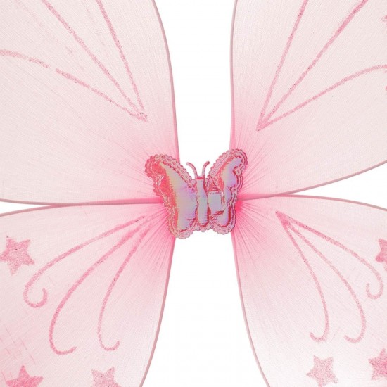Aripi de Fluture Roz Glitter Stele pentru Deghizare 37x40cm