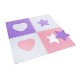 Covor Puzzle Inimi Stele Roz Alb Mov pentru Copii 61x61cm (4 Piese)