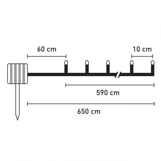 Instalatie de Lumini cu 60 de Becuri LED Albe Crystal & Senzor de Lumina 2 Functii  5.9m - Alb Cald