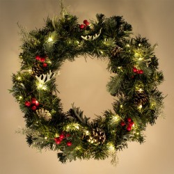 Coronita Decorativa de Craciun Verde cu LED Conuri Pomusoare Ø50cm