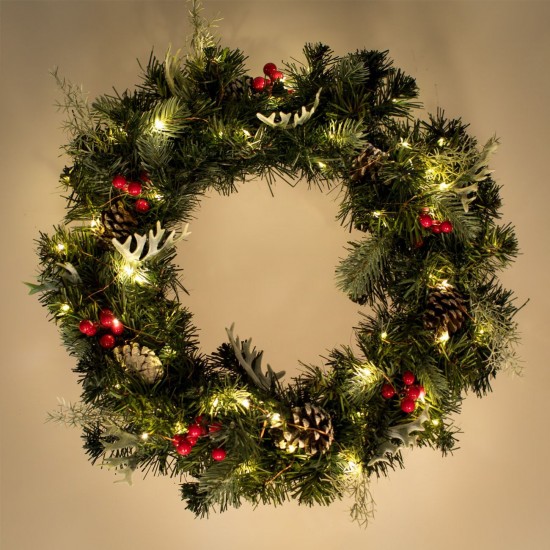 Coronita Decorativa de Craciun Verde cu LED Conuri Pomusoare Ø50cm