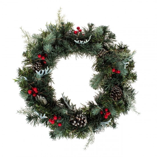 Coronita Decorativa de Craciun Verde cu LED Conuri Pomusoare Ø50cm