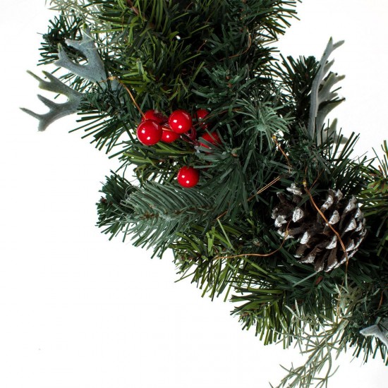 Coronita Decorativa de Craciun Verde cu LED Conuri Pomusoare Ø50cm