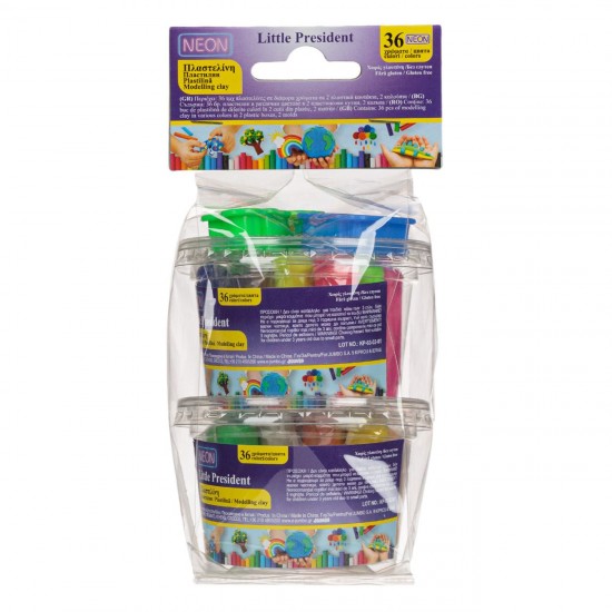 Galeata cu Plastilina 36 de Culori Diferite Neon & Forme - 38 piese