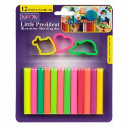 Set Plastilina 12 Culori Diferite Neon & Forme - 15 piese