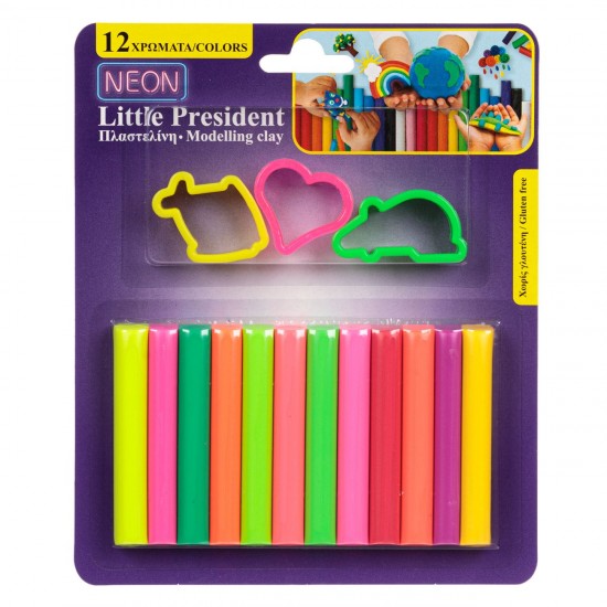 Set Plastilina 12 Culori Diferite Neon & Forme - 15 piese