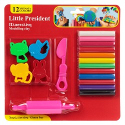 Set Plastilina 12 Culori Diferite cu Forme & Cilindru & Cutit - 18 piese