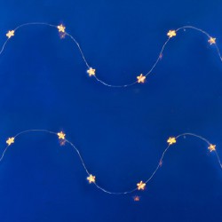 Instalatie de Lumini de Craciun cu 20 Becuri cu Baterii Stele Transparente 2.3m - Alb Calda