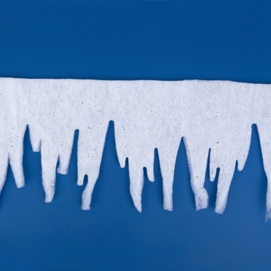 Banner Decorativ de Craciun Alb Turturi Glitter 2m x 25cm