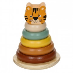 Piramida Educativa din Lemn cu 5 Inele Tigru 10x14cm