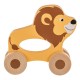 Jucarie din Lemn Leu Portocaliu cu 4 Roti 11.5x12x4.5cm