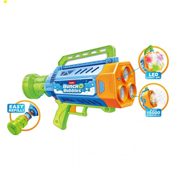 Aparat Baloane de Sapun Mitraliera Bleu Verde Lime cu LED& Solutie 500ml