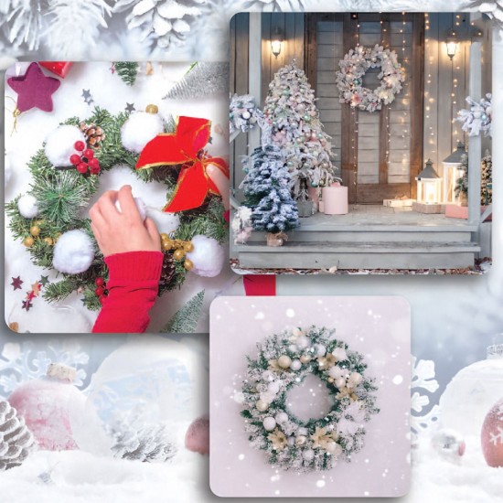 Coronita Decorativa de Craciun Verde Ninsa cu 120 de Crengute - Ø60cm