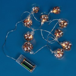 Instalatie de Lumini cu 10 Becuri LED Globuri Transparente Zapada Mos Craciun cu Baterii 1.65m - Alb Cald