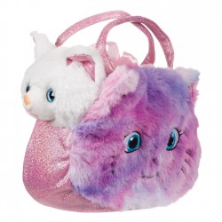 Pisica de Plus Alba cu Geanta Mov Gliiter