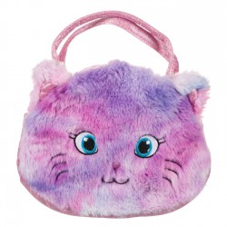 Pisica de Plus Alba cu Geanta Mov Gliiter