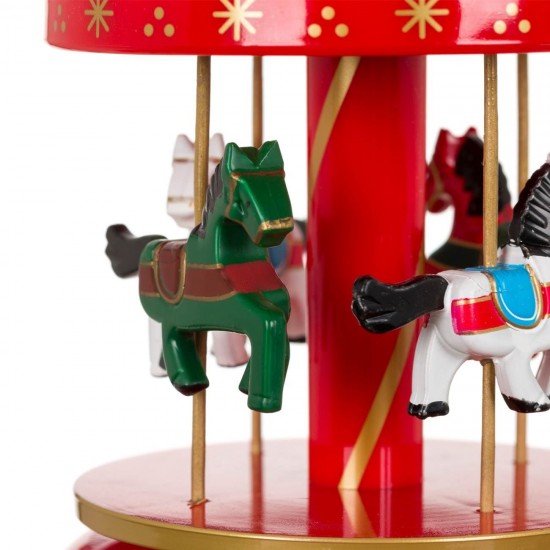 Carusel Muzical de Craciun Rosu 18cm