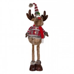 Figura Decorativa de Craciun Cerb Jacheta Blana 90cm