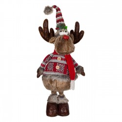 Figura Decorativa de Craciun Cerb Jacheta Blana 90cm