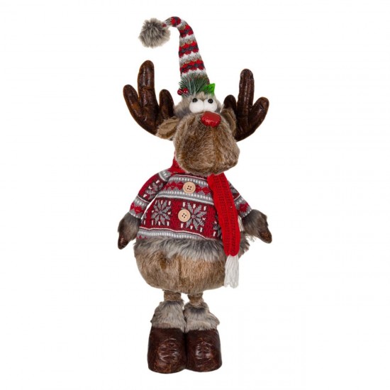 Figura Decorativa de Craciun Cerb Jacheta Blana 90cm