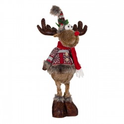 Figurina Decorativa de Craciun Ren cu Jacheta de Blana 56cm