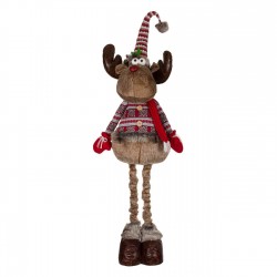 Figura Decorativa de Craciun Cerb cu Haina Zakar Picioare Extensibile 108-150cm