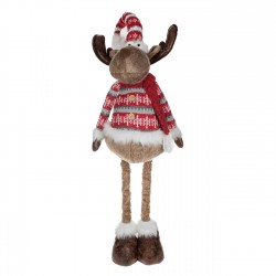 Figurina Decorativa de Craciun Cerb cu Picioare Telescopice Caciula 80-95cm