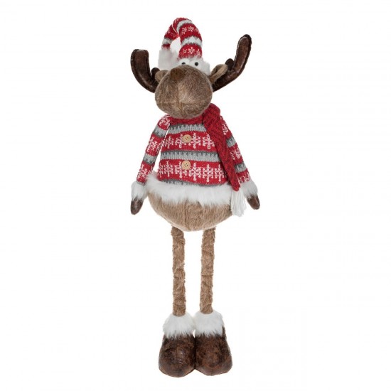 Figurina Decorativa de Craciun Cerb cu Picioare Telescopice Caciula 80-95cm
