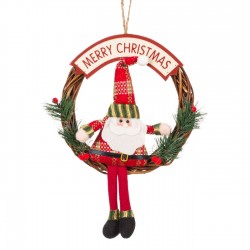 Decoratiune de Lemn Coronita Mos Craciun 20cm