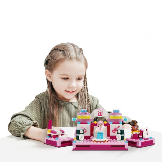 Cuburi de Constructie 2 in 1 Salon de Frumusete & Scena cu 2 Figuri (216 piese)