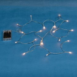 Instalatie de Lumini cu 60 de Becuri LED cu Baterii si Program 5.90m - Alb Cald