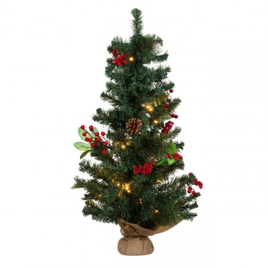 Brad de Craciun Decorativ cu 40 de LED-uri cu Baterii - 90cm