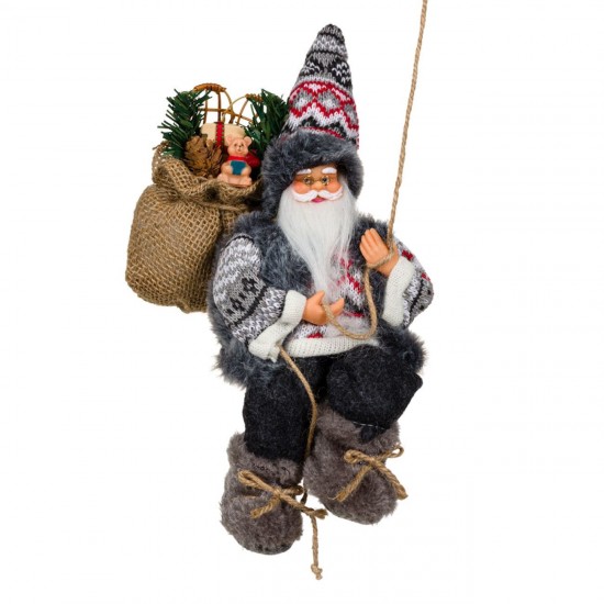 Figurina Decorativa Mos Craciun Suspendabila cu Scara 87cm