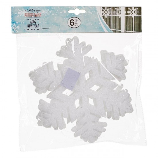 Banner Decorativ de Craciun Fulgi 20x20cm - 6buc