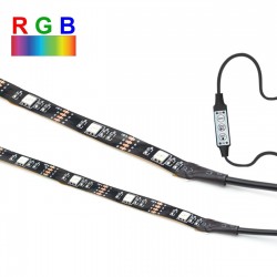 Banda Strip Light RGB Dimable & USB cu Telecomanda 12V 50cm - 2buc