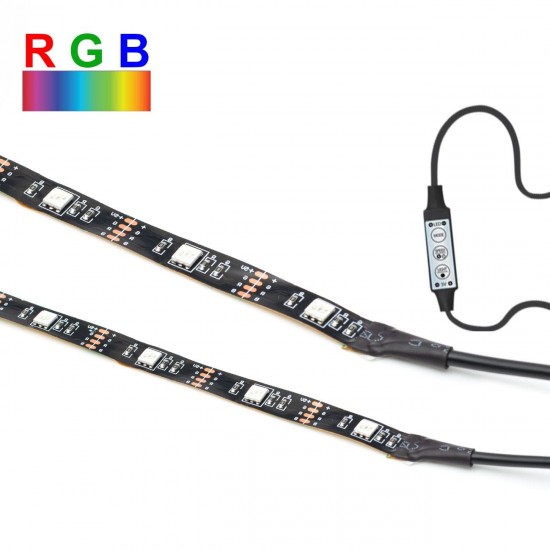 Banda Strip Light RGB Dimable & USB cu Telecomanda 12V 50cm - 2buc