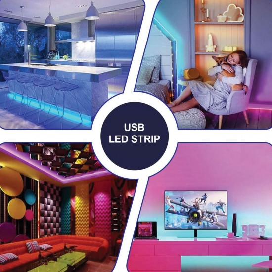 Banda Strip Light RGB Dimable & USB cu Telecomanda 12V 50cm - 2buc