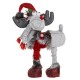 Figura Decorativa Cerb de Craciun Haina Rosie Fular Gri 86cm