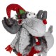 Figura Decorativa Cerb de Craciun Haina Rosie Fular Gri 86cm