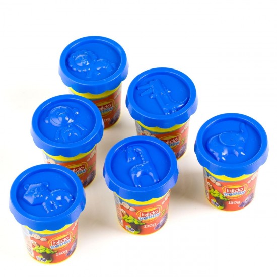 Bildo DOH Plastilina Bleu in Pahar cu Capac Forma cu Model Animal 130g