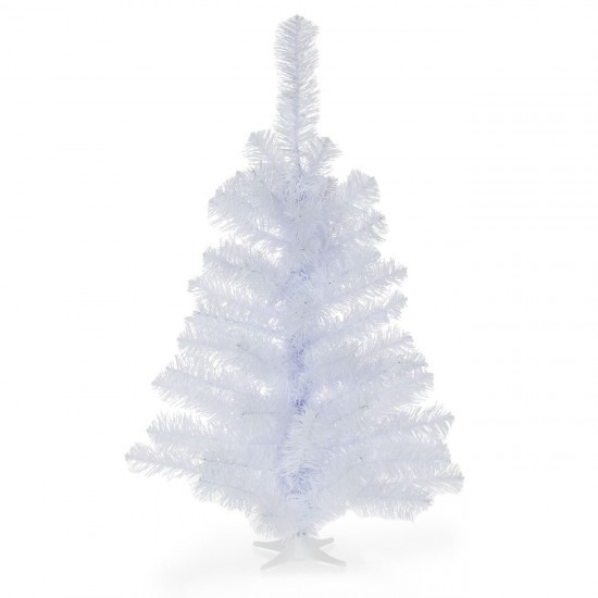 Pin de Craciun Artificial Alb de Masa cu 60 de Crengi - 75cm