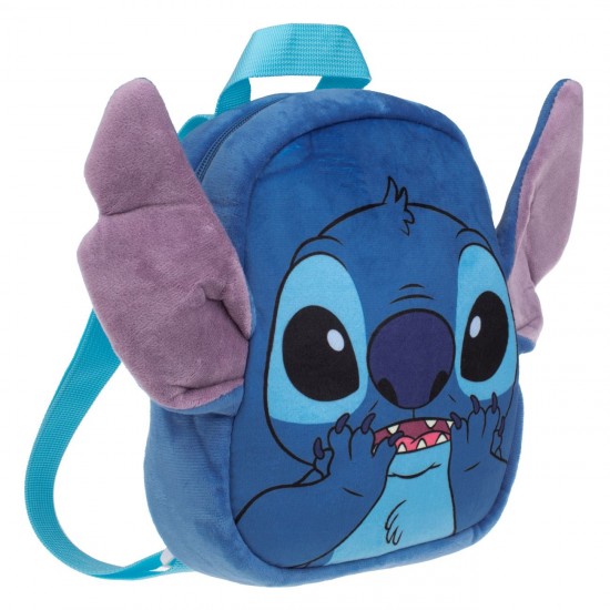 Rucsac de Plus Bleu Mov Catifelat Stitch pentru Copii 17.5x7x21cm