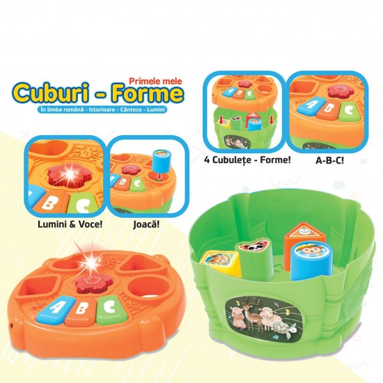Jucarie Sortator Primele Forme Portocaliu Verde cu Sunet Ø17x10.5cm